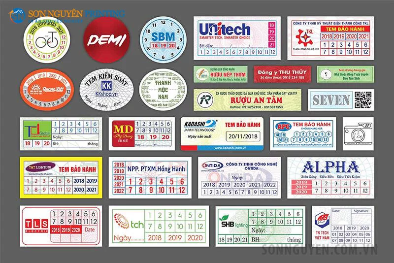 Mẫu tem bảo hành được in bằng công nghệ In Flexo Mẫu tem bảo hành được in bằng công nghệ In Flexo