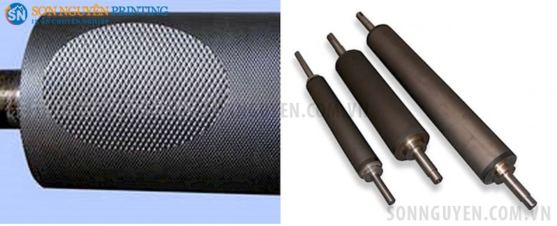 Lô anilox có bề mặt là các ô nhỏ chứa mực Lô anilox có bề mặt là các ô nhỏ chứa mực