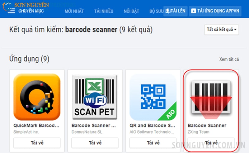 Cài đặt phần phần Barcode Scanner Cài đặt phần phần Barcode Scanner