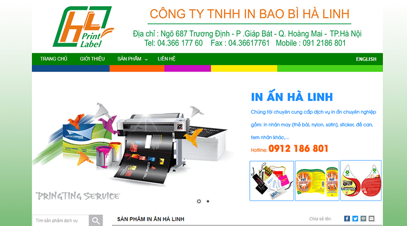 Trang web của in Hà Linh Trang web của in Hà Linh