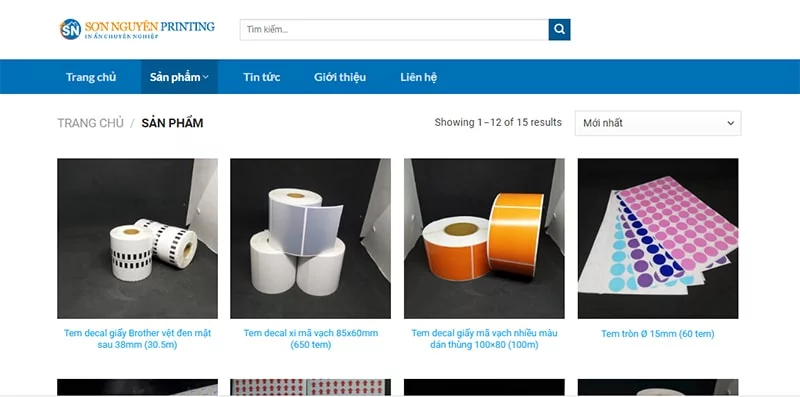 Website của Xưởng in Sơn Nguyên