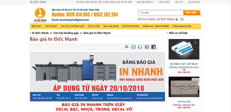 Trang web của in Đức Mạnh