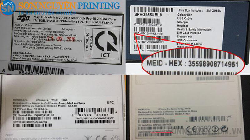 Tem IMEI chủ yếu hình chữ nhật, chữ đen trên nền trắng, kích thước vừa phải Tem IMEI chủ yếu hình chữ nhật, chữ đen trên nền trắng, kích thước vừa phải