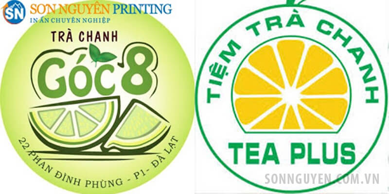 Tem logo trà chanh hình tròn Tem logo trà chanh hình tròn