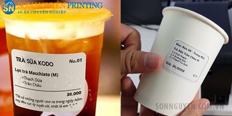 Tem phụ trên cốc trà sữa Tem phụ trên cốc trà sữa