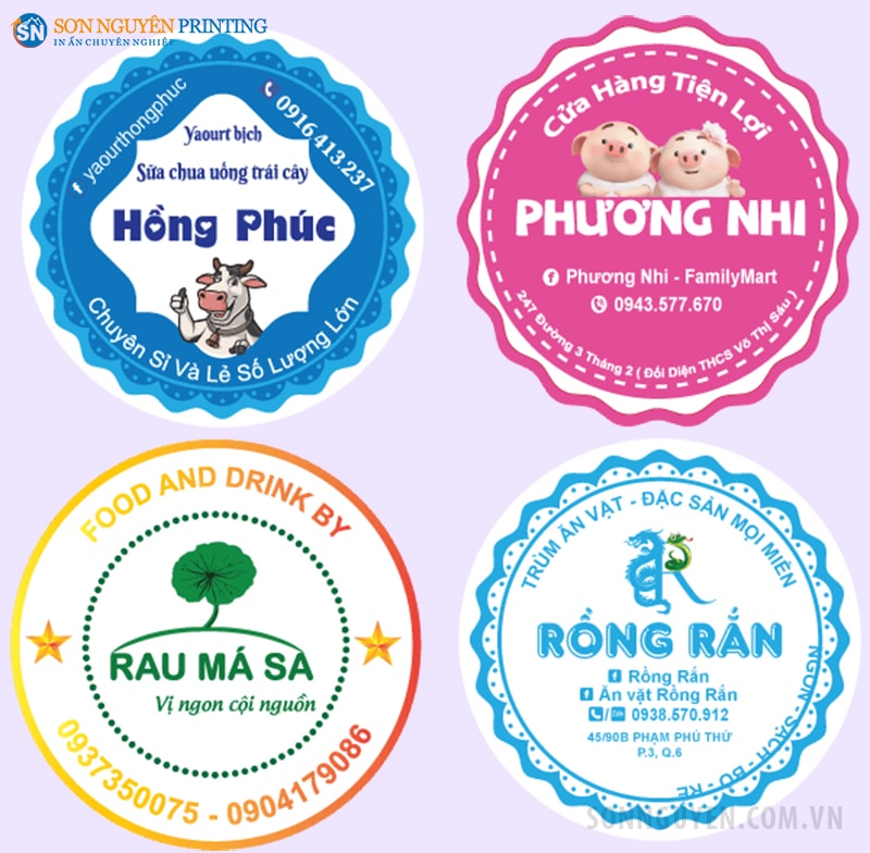 Tem nhãn đồ ăn vặt đa dạng về thiết kế, kích thước Tem nhãn đồ ăn vặt đa dạng về thiết kế, kích thước