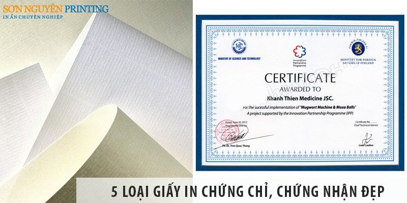 5 loại giấy in chứng chỉ, chứng nhận đẹp, trang trọng