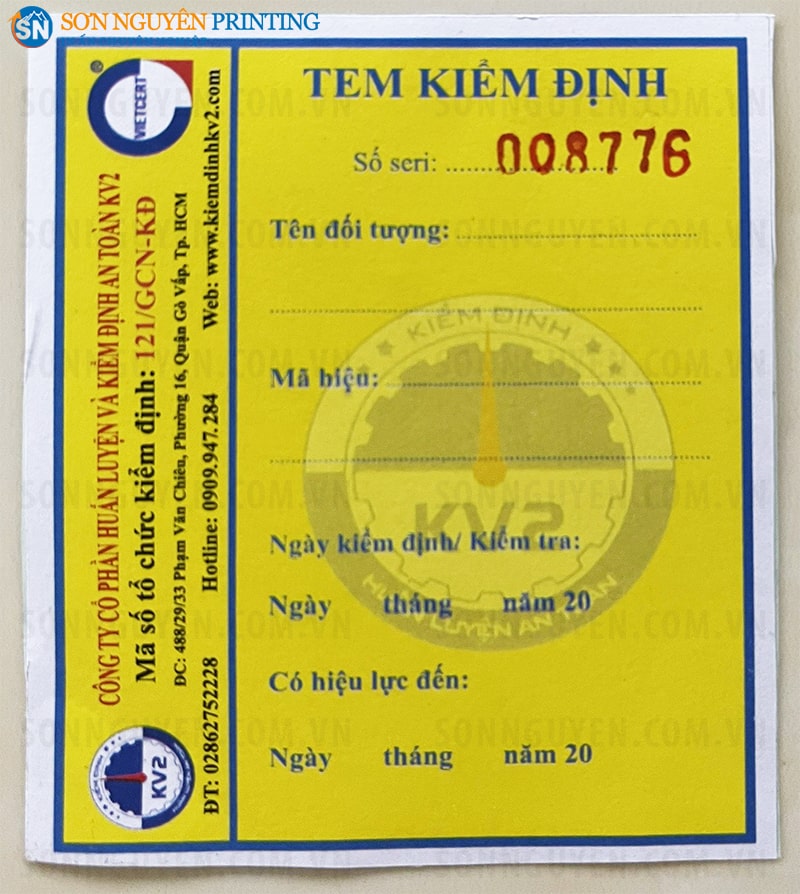 Những thông tin có trên tem kiểm định